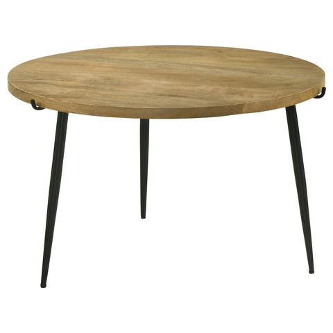Edwards Round Solid Wood Top Coffee Table Natural and BlackNatural