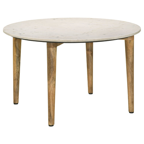 Rikkie Round Marble Top Coffee Table White and NaturalWhite