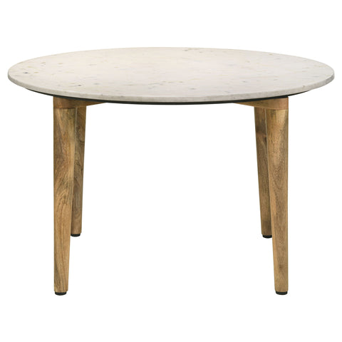 Rikkie Round Marble Top Coffee Table White and NaturalWhite
