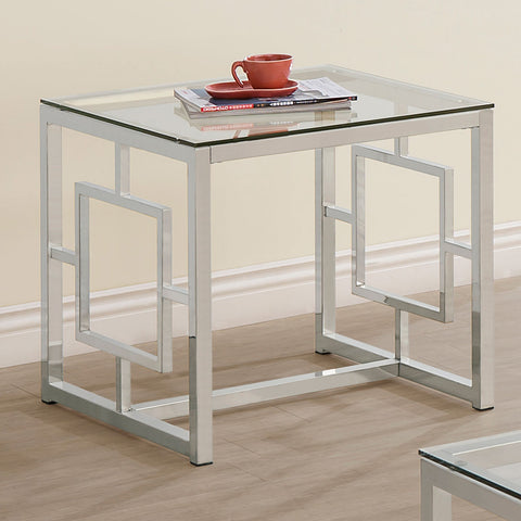 Tracy Square Glass Top Side End Table NickelNickel