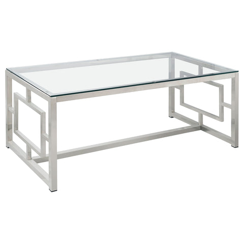 Tracy Rectangular Glass Top Coffee Table NickelNickel