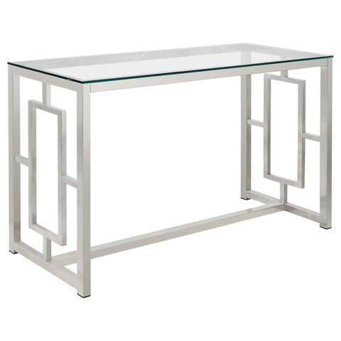 Tracy Glass Top Metal Entryway Sofa Console Table NickelNickel