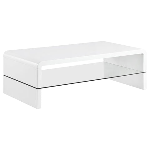 Lindsey Rectangular Coffee Table with Shelf White High GlossWhite High Gloss
