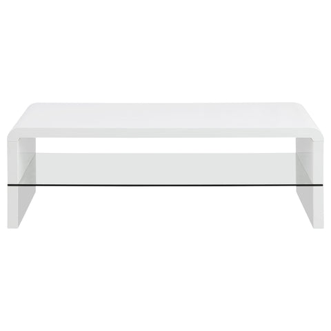Lindsey Rectangular Coffee Table with Shelf White High GlossWhite High Gloss