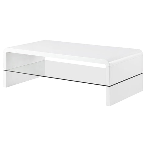 Lindsey Rectangular Coffee Table with Shelf White High GlossWhite High Gloss