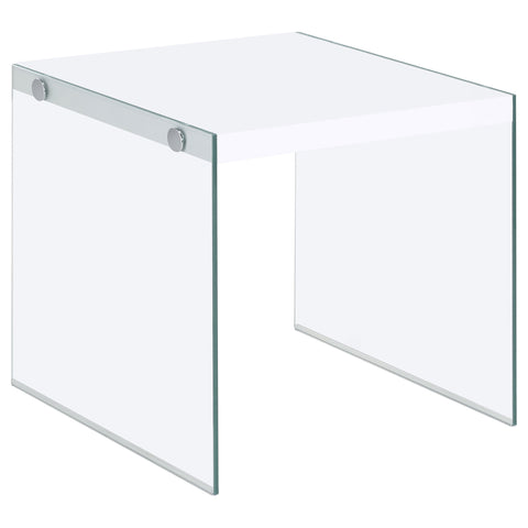 Dexter Square Glass Frame Side End Table White High GlossWhite High Gloss