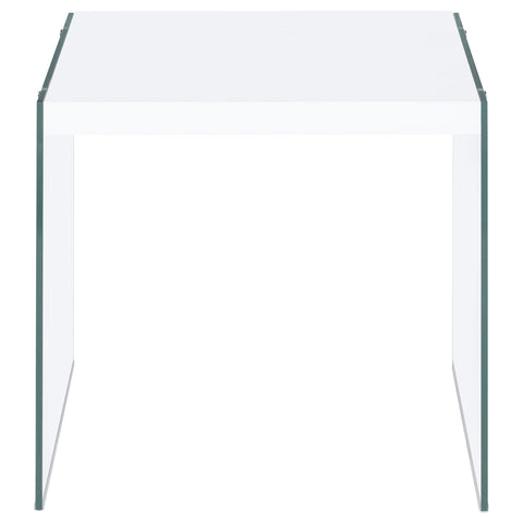 Dexter Square Glass Frame Side End Table White High GlossWhite High Gloss