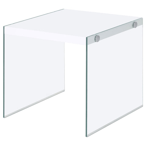 Dexter Square Glass Frame Side End Table White High GlossWhite High Gloss