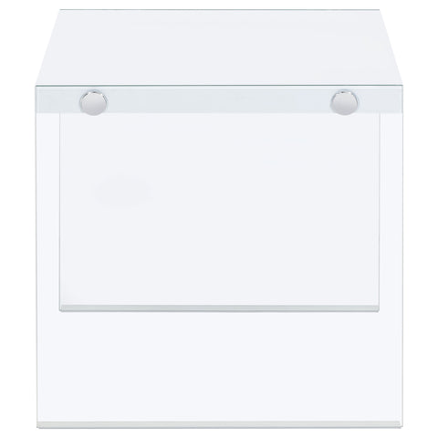 Dexter Square Glass Frame Side End Table White High GlossWhite High Gloss