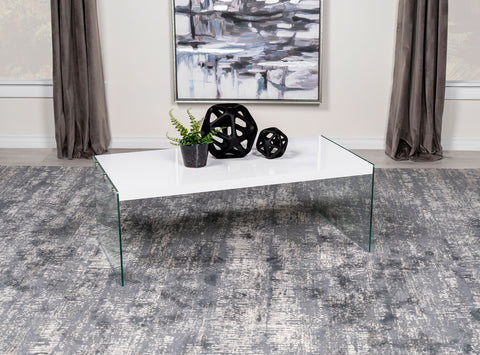 Dexter Rectangular Glass Frame Coffee Table White High GlossWhite High Gloss