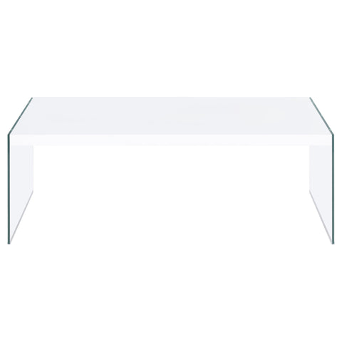Dexter Rectangular Glass Frame Coffee Table White High GlossWhite High Gloss