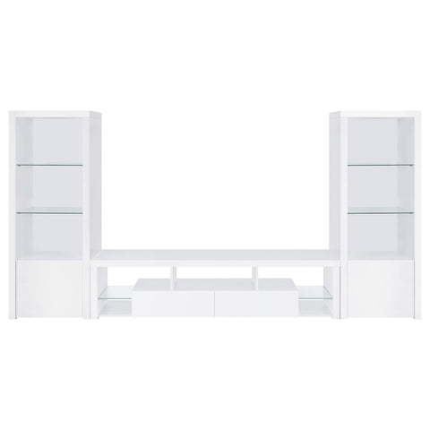 Comstock 3-piece 71" TV Entertainment Center White High GlossWhite High Gloss