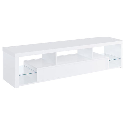 Comstock 2-drawer Engineered Wood 71" TV Stand High Gloss WhiteWhite High Gloss