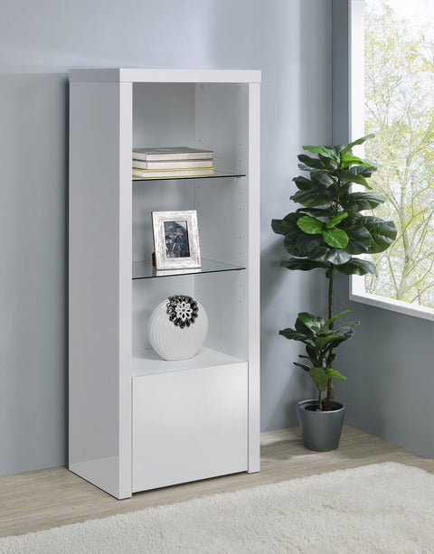 Comstock 3-shelf Engineered Wood Media Tower High Gloss WhiteWhite High Gloss