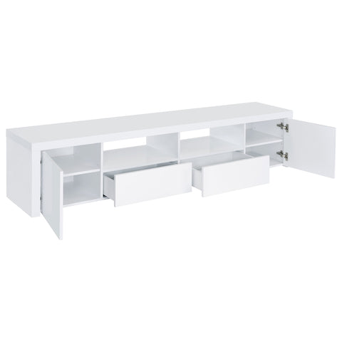 Comstock 2-door Engineered Wood 79" TV Stand High Gloss WhiteWhite High Gloss