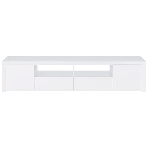 Comstock 2-door Engineered Wood 79" TV Stand High Gloss WhiteWhite High Gloss
