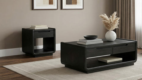 Clower 1-drawer Wood Occasional Side End Table Burnished Black