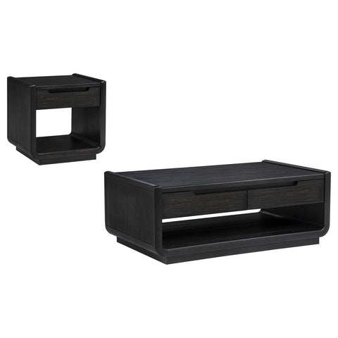 Clower 2-piece Wood Coffee and End Table Set Burnished Black