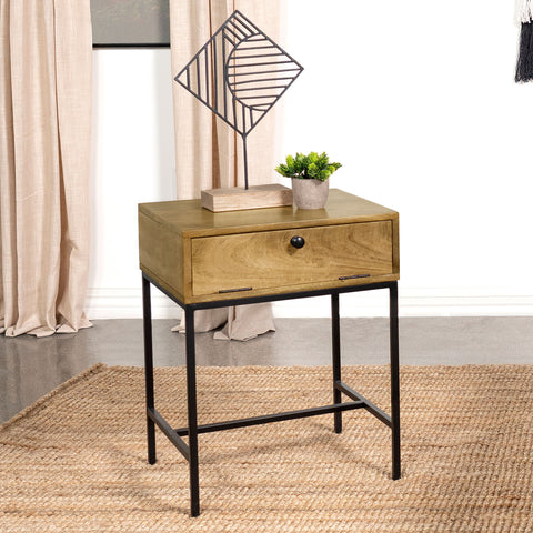 Cabra Rectangular Side End Table with Storage Honey BrownHoney Brown