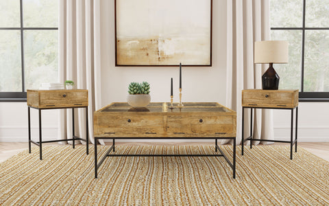Dennison 3-piece Square Coffee and End Table Set Honey Brown
