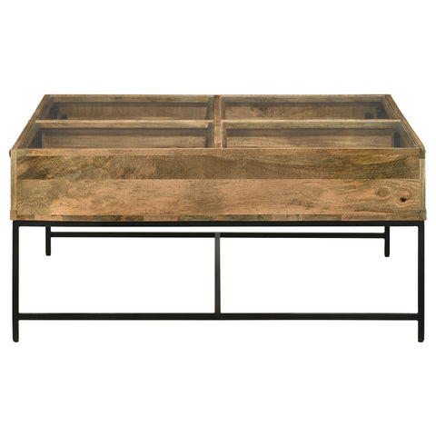 Cabra 4-drawer Square Glass Top Coffee Table Honey BrownHoney Brown