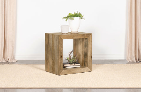 Aero Rectangular Solid Wood End Table NaturalNatural