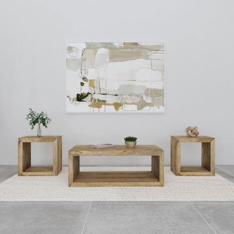 Moore 3-piece Solid Mango Coffee and End Table Set Natural