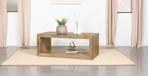 Aero Rectangular Solid Wood Coffee Table NaturalNatural