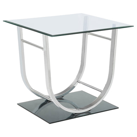 Margaret Square U-Shaped Glass Top Side End Table ChromeChrome