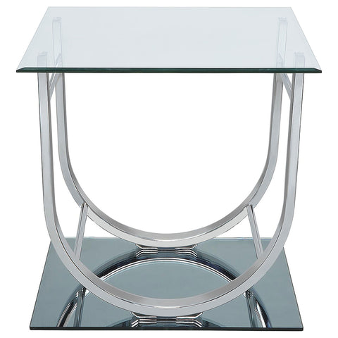 Margaret Square U-Shaped Glass Top Side End Table ChromeChrome
