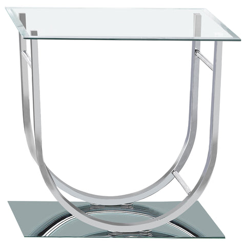 Margaret Square U-Shaped Glass Top Side End Table ChromeChrome