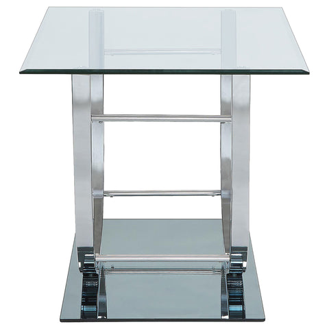 Margaret Square U-Shaped Glass Top Side End Table ChromeChrome