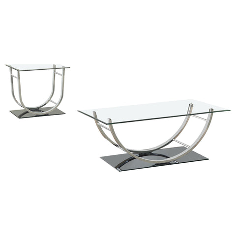 Medley 2-piece Glass Top Coffee and End Table Set Chrome