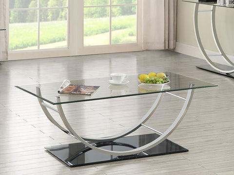 Margaret Rectangular U-Shaped Glass Top Coffee Table ChromeChrome