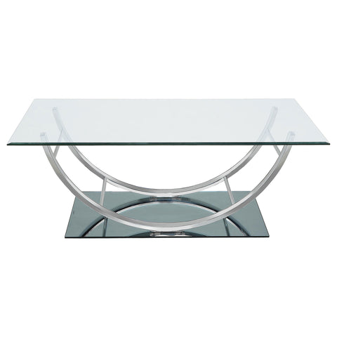 Margaret Rectangular U-Shaped Glass Top Coffee Table ChromeChrome