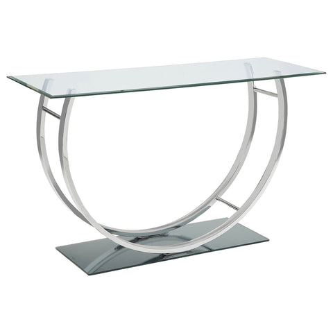 Margaret U-shaped Glass Top Entryway Console Table ChromeChrome