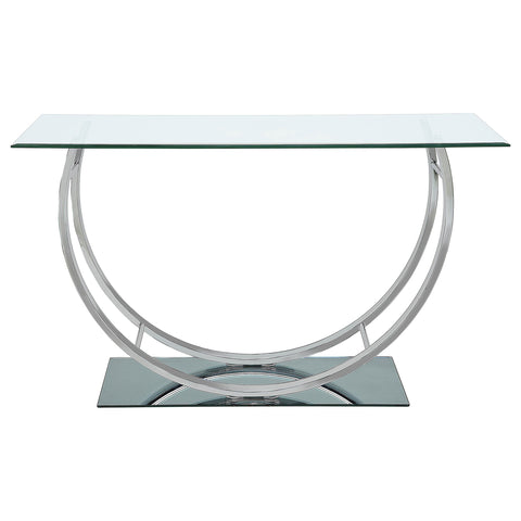 Margaret U-shaped Glass Top Entryway Console Table ChromeChrome