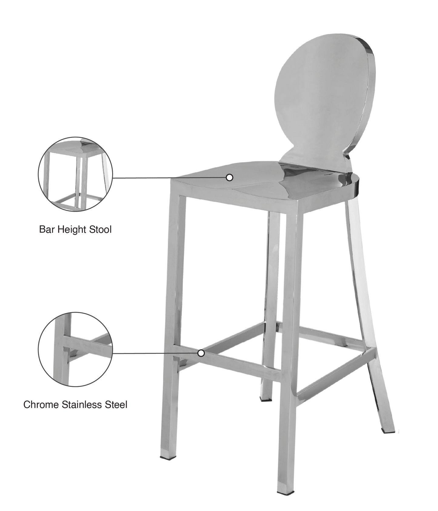 ritz chrome stainless steel stool