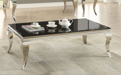 Keene Rectangular Glass Top Coffee Table Black and ChromeBlack