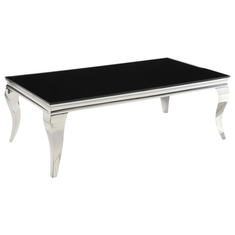 Keene Rectangular Glass Top Coffee Table Black and ChromeBlack