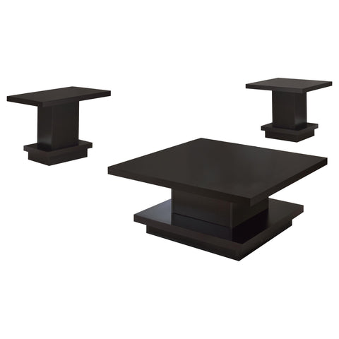 Tisdall 3-piece Square Coffee and End Table Set Cappuccino