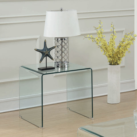 Edna Squared Tempered Bent Glass Side End Table ClearClear