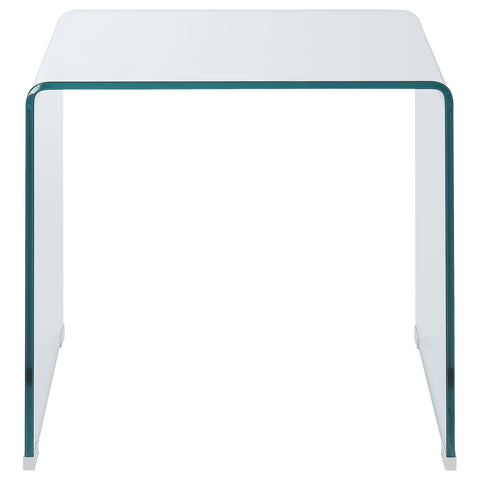 Edna Squared Tempered Bent Glass Side End Table ClearClear