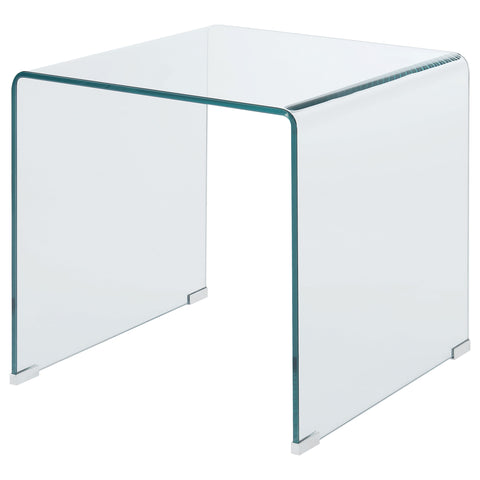 Edna Squared Tempered Bent Glass Side End Table ClearClear
