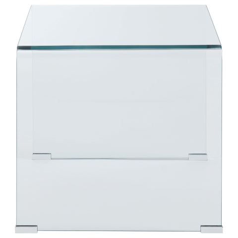 Edna Squared Tempered Bent Glass Side End Table ClearClear