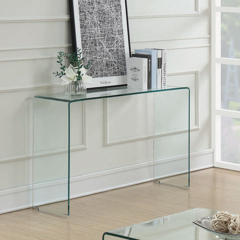 Edna Tempered Bent Glass Entryway Console Table ClearClear
