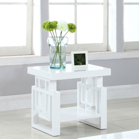 Zahavah Rectangular Side End Table White High GlossWhite High Gloss