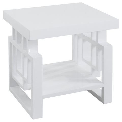 Zahavah Rectangular Side End Table White High GlossWhite High Gloss