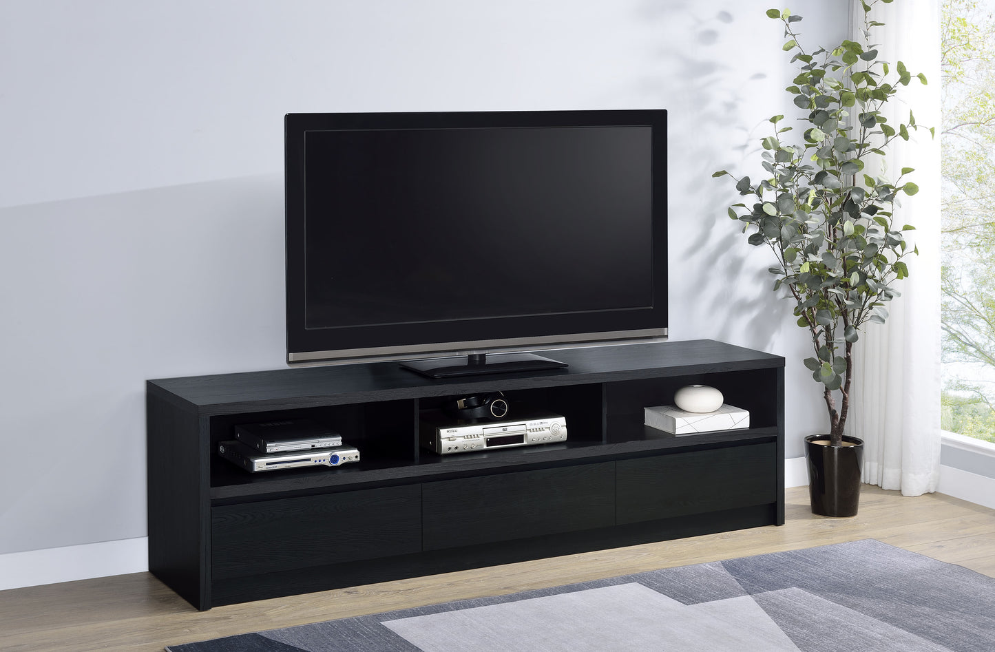 cragen 78-inch 3-drawer tv stand media console black