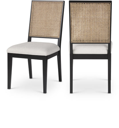 Lucky Cream Linen Textured Fabric Dining Chair